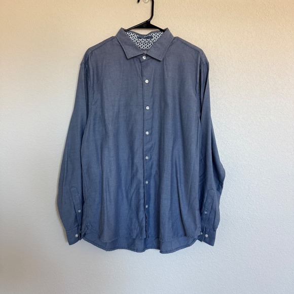 Ted Baker Other - Ted Baker Mens XL Blue Herringbone Long Sleeve Button Down Shirt Formal Business